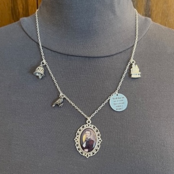 Poems of Edgar Allan Poe Handmade Literature Poetry Necklace, Portrait, Raven - Picture 2 of 16